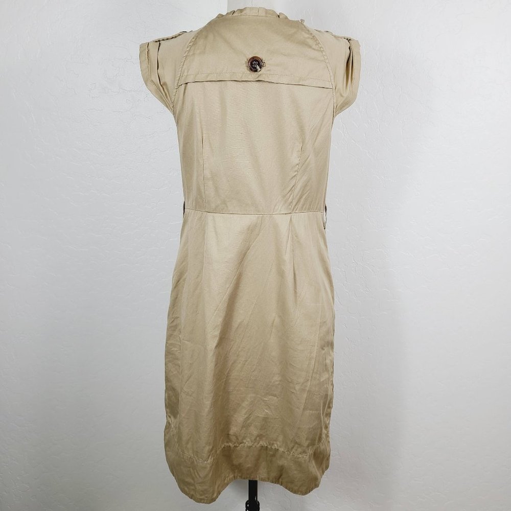 Moulinette Soeurs Anthropologie Dress 6 Khaki Tan Double Breasted Shirtdress - Picture 5 of 7